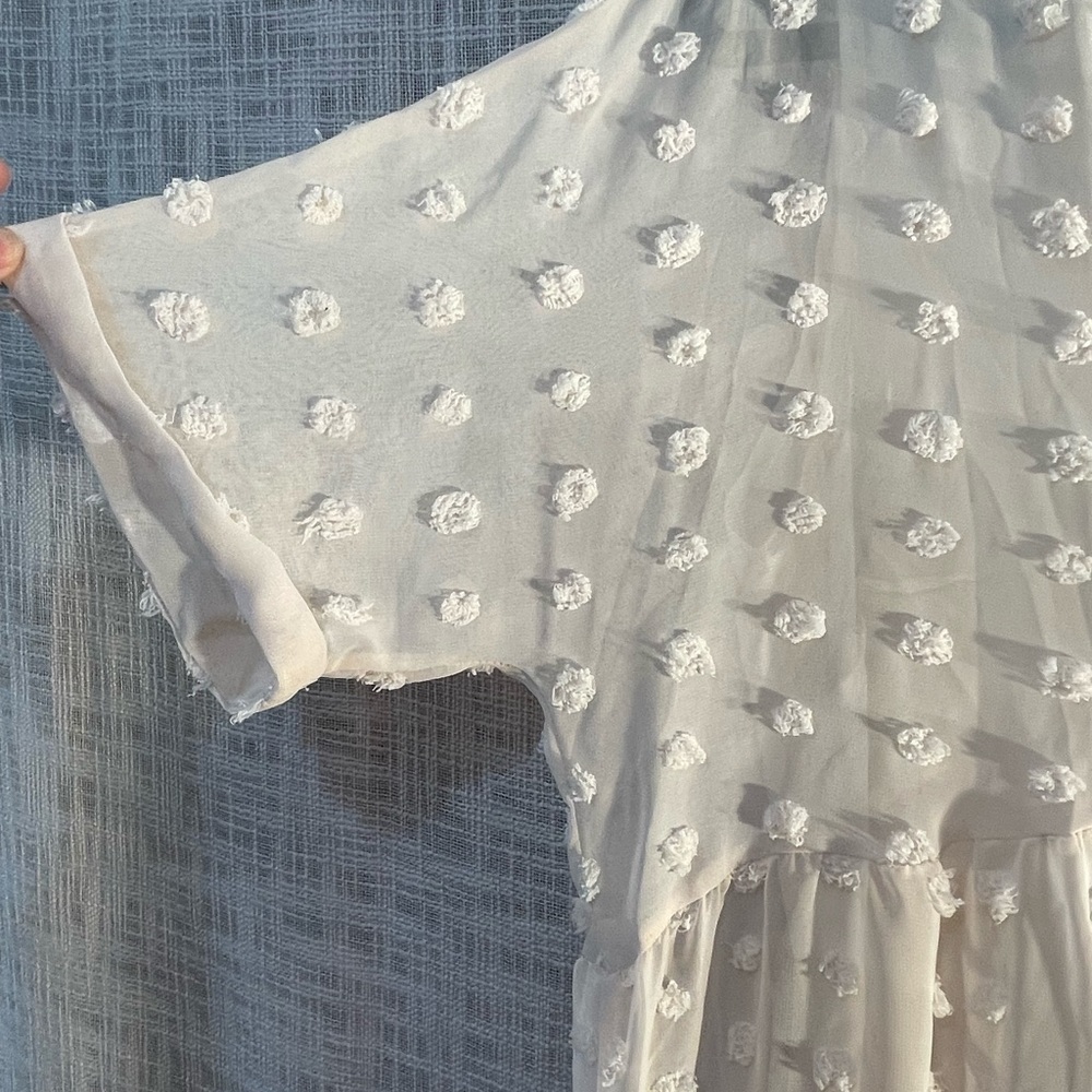 Cream chiffon dress, cream chenille dress - Picture 4 of 4